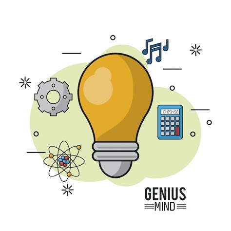 Premium Vector Colorful Poster Of Genius Mind With Light Bulb