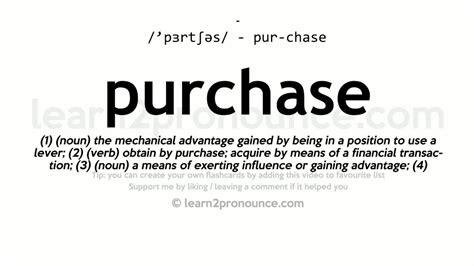Pronunciation Of Purchase Definition Of Purchase Youtube