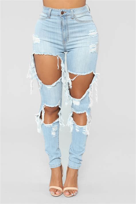 Syracuse Distressed Jeans Light Blue Wash Cute Ripped Jeans Jeans