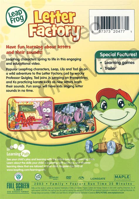 Leap Frog Letter Factory Learn Letters And Their Sounds Alliance