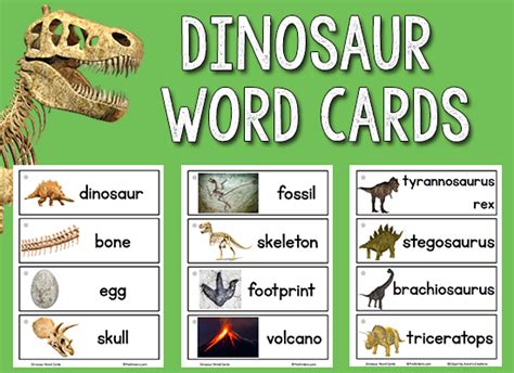 Free Printable Dinosaur Word Cards
