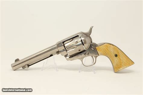 1891 Antique Colt Peacemaker Saa 45 Revolver With Nickel And Ivory Finish