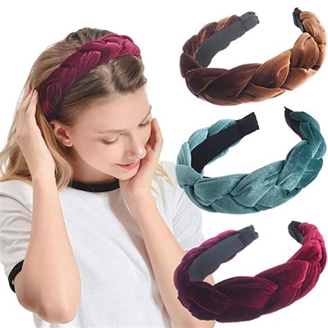 Amazon Com Iloovee Pack Velvet Headbands For Women Thick Headband S Vintage Alice Braided