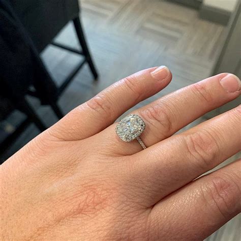 Elongated Cushion Cut Diamond Engagement Ring Unique Halo Ring Etsy