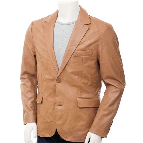 Mens Leather Blazer In Tan Blazon Leather