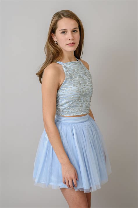 Pearly Flash Beaded Tulle Two Piece Stella M Lia Emilee Dress Set Dresses For Tweens Dresses