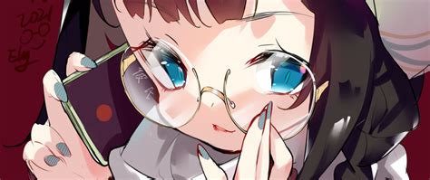 Download Wallpaper 2560x1080 Girl Glasses Cap Anime Dual Wide 1080p