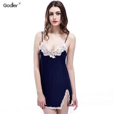 Godier Ladies Sexy Silk Satin Sleep Lounge Women Spaghetti Strap Summer Sleeveless Nightgowns