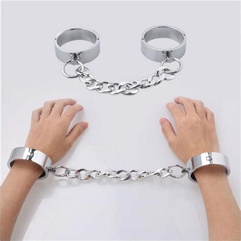 Stainless Steel Handcuffs And Shackles Erotic Positioning Bandage Sm Adult Games For Couples