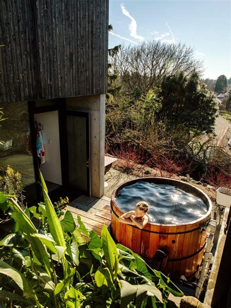 Japanese bathtub japanese soaking tubs mini pool spas swimming pool heaters swimming pools hot tub backyard soaker tub tub shower combo. Photo 10 of 25 in A Darkened Cedar Dwelling in Portland ...