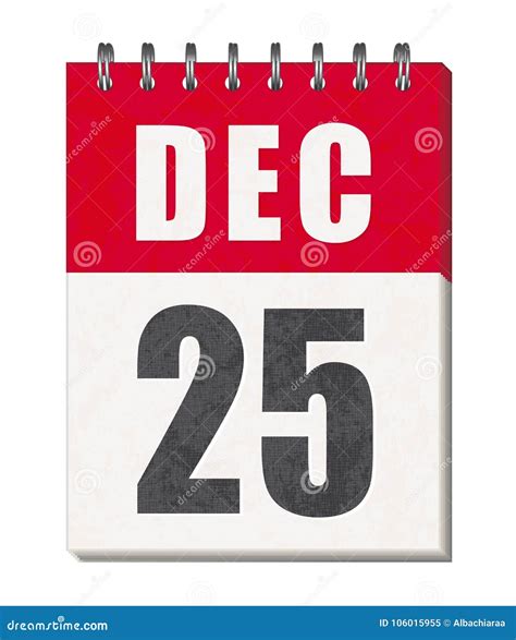 25th December Calendar Page Icon Merry Christmas Stock Vector