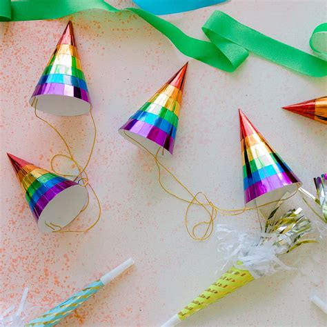 Rainbow Foil Party Hats Bonjour Fête