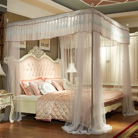 Luxury Bed Canopy Curtain Valance Lace Stainless Steel