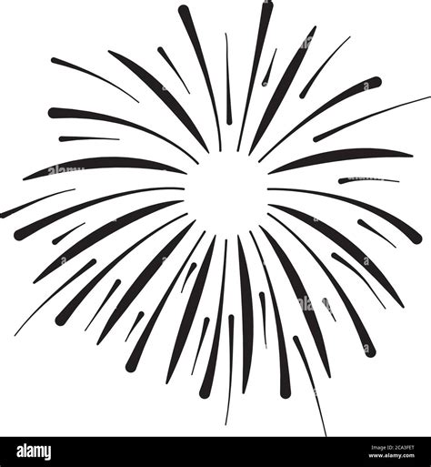 Icon Of Burst Of Firework Over White Background Silhouette Style