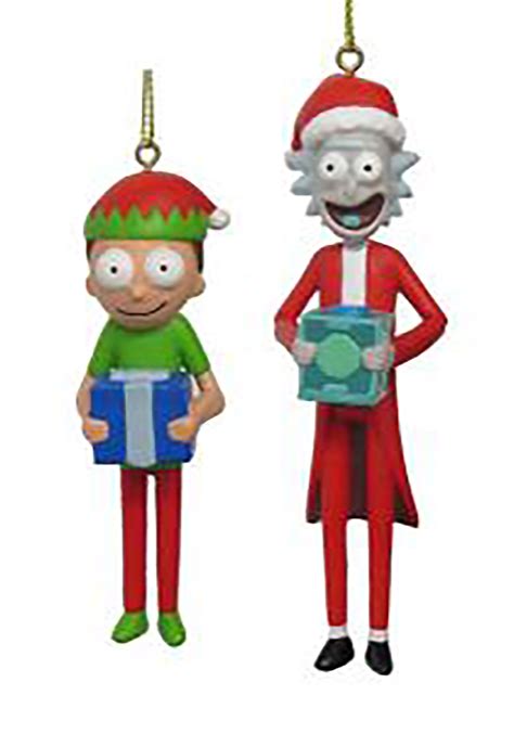 Rick And Morty With Santa Hat Ornament 2 Pack