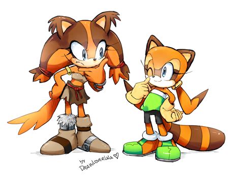 Marine The Raccoon And Sticks The Badger Sonic And 1 More Drawn By