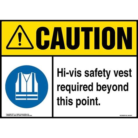 Caution Hi Vis Safety Vest Required Beyond This Point Sign With Icon