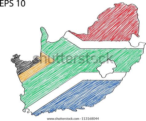 South Africa Flag Map Vector Sketch Stock Vector Royalty Free
