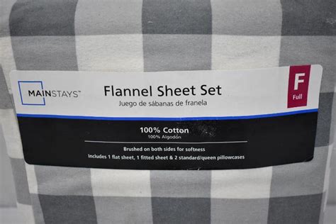 Mainstays Buffalo Plaid 155 Gsm 100 Cotton Flannel Sheet Set Grey