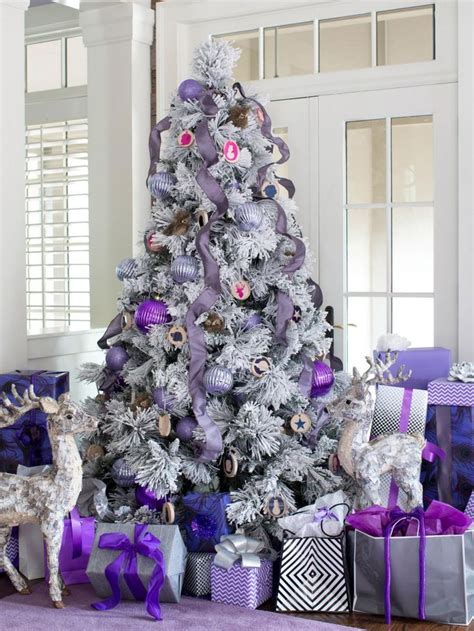 Flocked Tree Purple Christmas Decorations Purple Christmas Tree