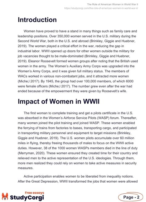 The Role Of American Women In World War Ii Free Essay Example