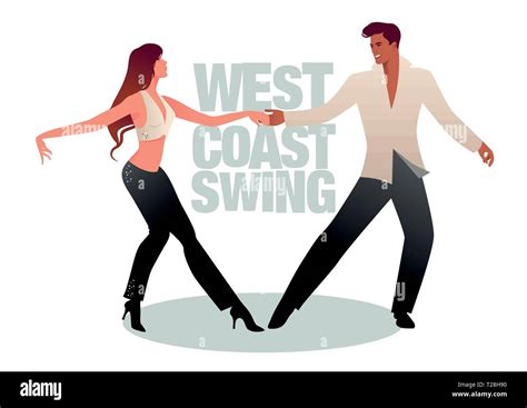 Young Couple Dancing Swing West Coast Style Stock Vector Image And Art