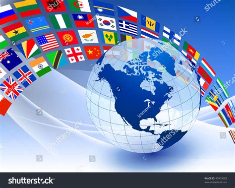 Globe Flag Banner On Abstract Color Stock Vector Royalty Free