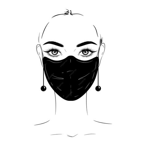 premium vector beautiful woman in black medical mask