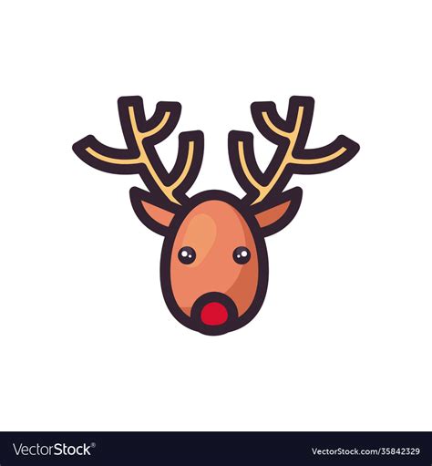 Merry Christmas Reindeer Head Design Royalty Free Vector