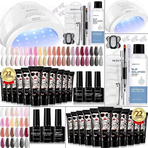 Morovan Poly Gel Nail Kit 22 Colors With 48w Led Nail Lamp And Nail