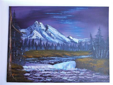 Bob Ross Style Oil Painting Winter Wilderness Alaska Landscape Etsy