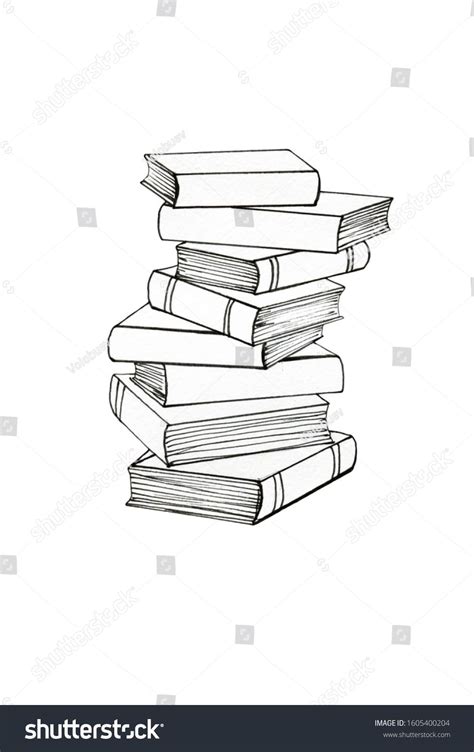 Graphic Illustration Of A Stack Of Books Black Outline Graphics