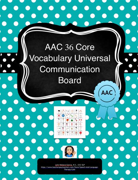 Aac 36 Core Vocabulary Communication Board