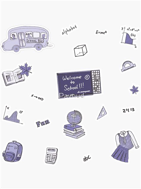 Light Purple School Subject Sticker Pack Sticker For Sale By Pavnud