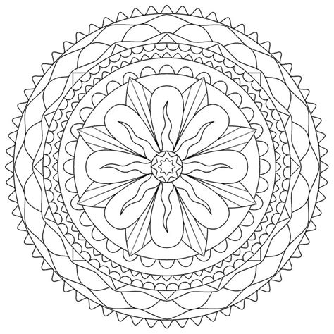 abstract coloring pages  printable simple flower mandala