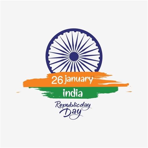Indian Republic Day Concept With Text 26 January Vector Republic