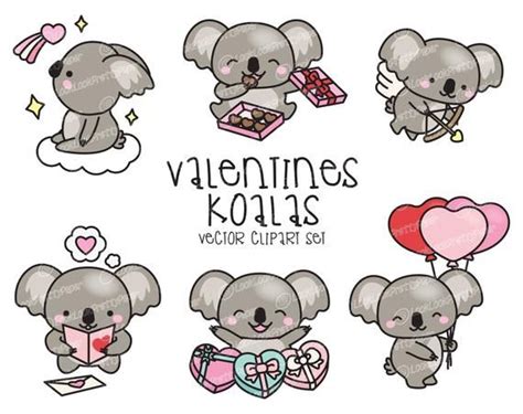 Premium Vector Clipart Kawaii Valentines Day Koalas Valentines Day Koala Clipart High Quality