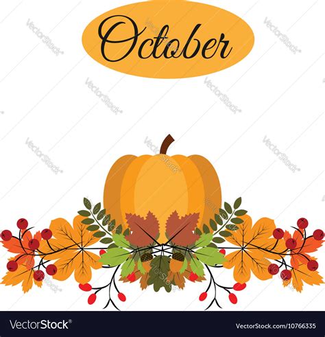 October Banner With Pumpkin Autumn Leaves Vector Image