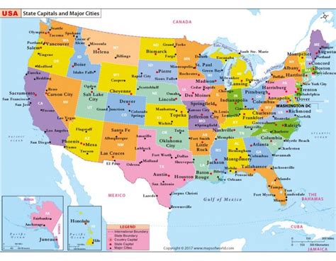 Map Of Usa With Capitals And Major Cities Kinderzimmer 2018
