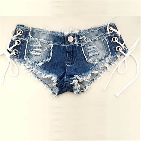 Buy Women Sexy Jeans Denim Shorts 2017 Summer Fashion Cotton Lace Up Sexy Super