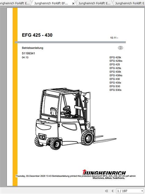 Jungheinrich Forklift Efg 425 430 Operating Manualde