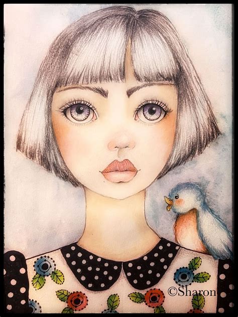 Watercolor Drawing Face Drawing Painting Drawing Whimsical Art