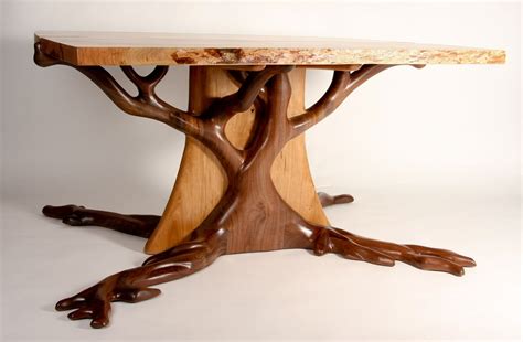 Hand Crafted Hand Carved Tree Dining Table By Hughes Woodworks