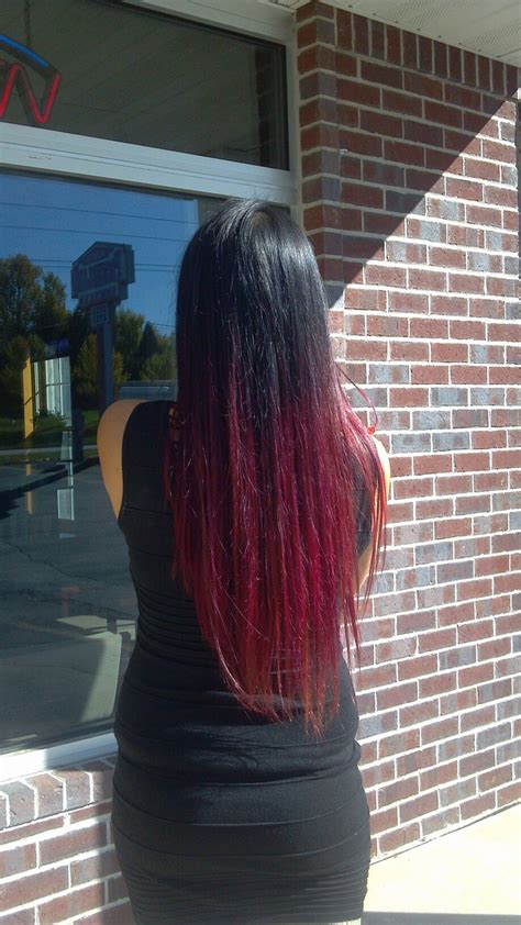Black To Red And Pink Ombre Hair For Fall Long Hair Don