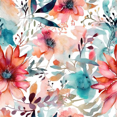 Premium Ai Image Vibrant Watercolor Floral Pattern For Invitations