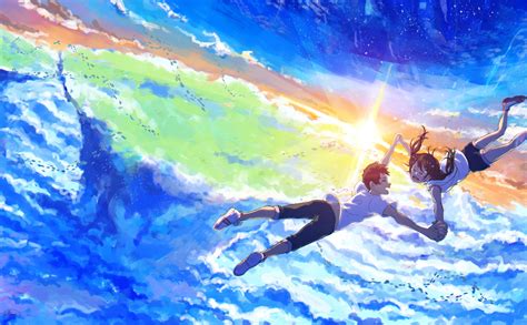 Fondos De Pantalla Arte Digital Anime Cielo Amanecer Nubes Que