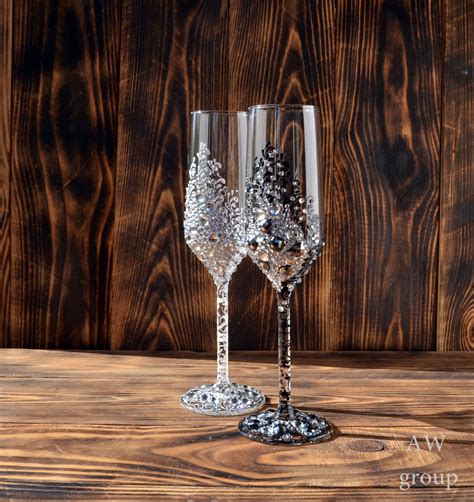 Wedding Glasses For Bride And Groom Personalized Wedding Etsy