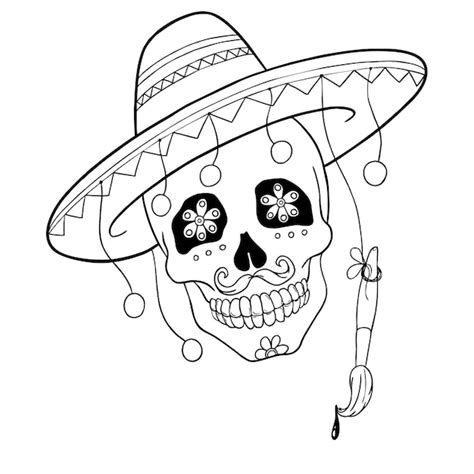 Premium Vector Hand Drawn Contour Illustration Of Mexican Skull With