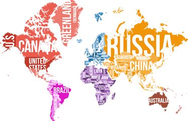 World Map With Names And Borders Sticker TenStickers