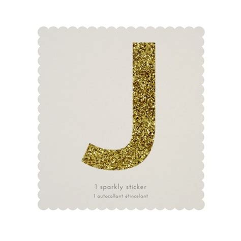 Letter J gold glitter sticker - GallinaSmilza
